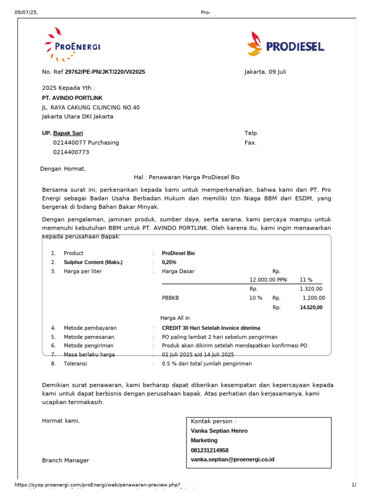 Pro-Energi - PT Perusahaan Bongkar Muat Olah Jasa Andal | PDF
