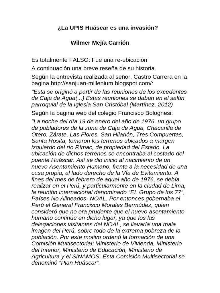 Significado de UPIS en Perú | PDF | Perú | América del Sur