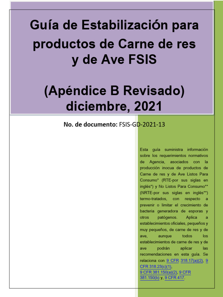 Guía de Estabilización de Carne y Ave FSIS | PDF | Análisis de Riesgo y ...