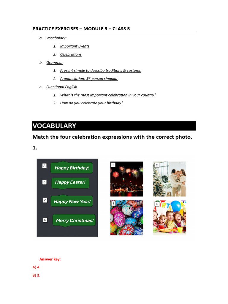 Class 5 - Practice Exercises - Module 3 | PDF | Independence Day ...