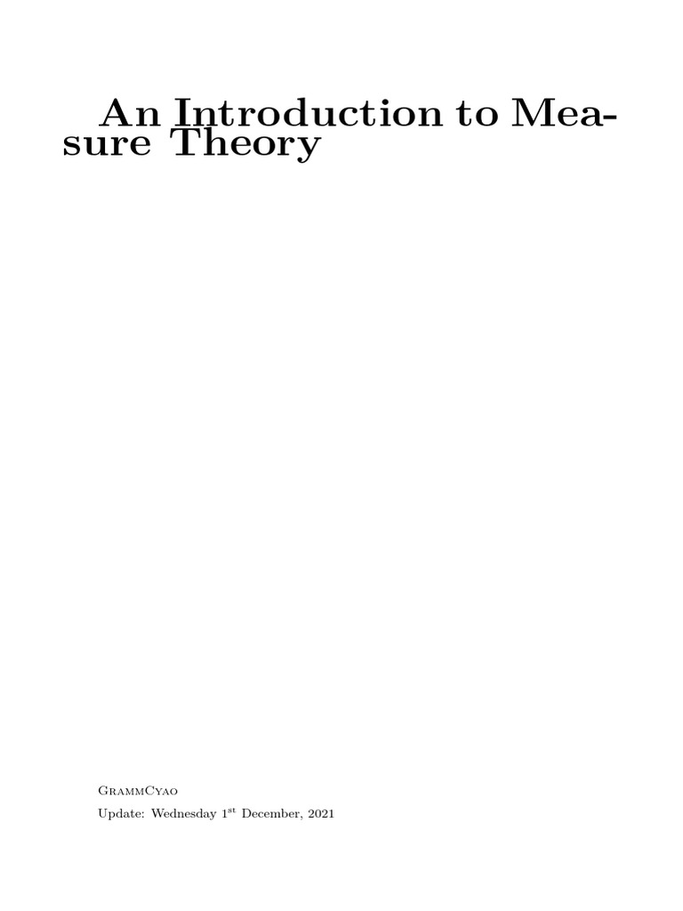 An Introduction To Measure Theory | PDF | Measure (Mathematics) | Integral