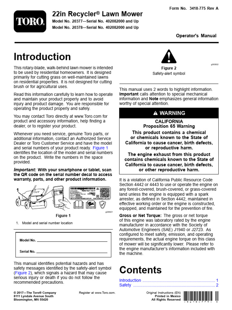 Toro 20378 Lawn Mower Manual | PDF | Gasoline | Motor Oil