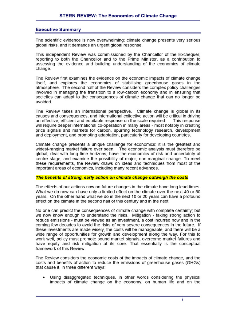 Economics of Climate Change Insights | PDF | Climate Change ...