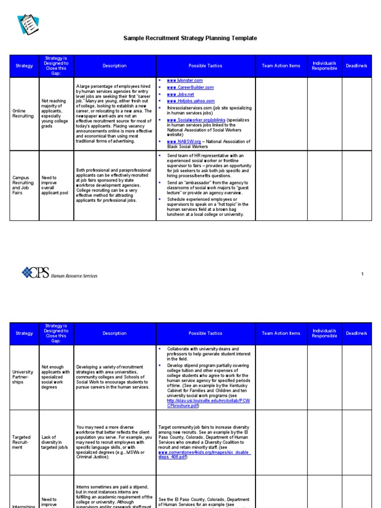 Sample Recruitment Strategy Planning Template | PDF | Recruitment 