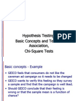 Hypothesis Testing: Basic Concepts and Tests of Association, Chi-Square Tests