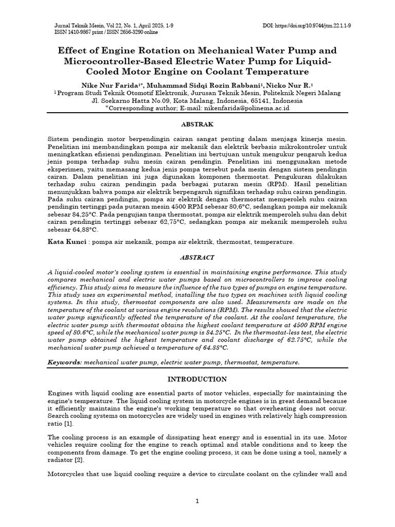 Impact of Pump Types on Engine Temperature | PDF | Engines | Thermostat