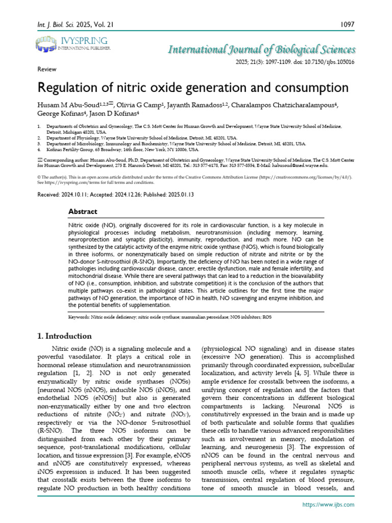 Nitric Oxide Regulation in Health and Disease | PDF | Nitric Oxide ...