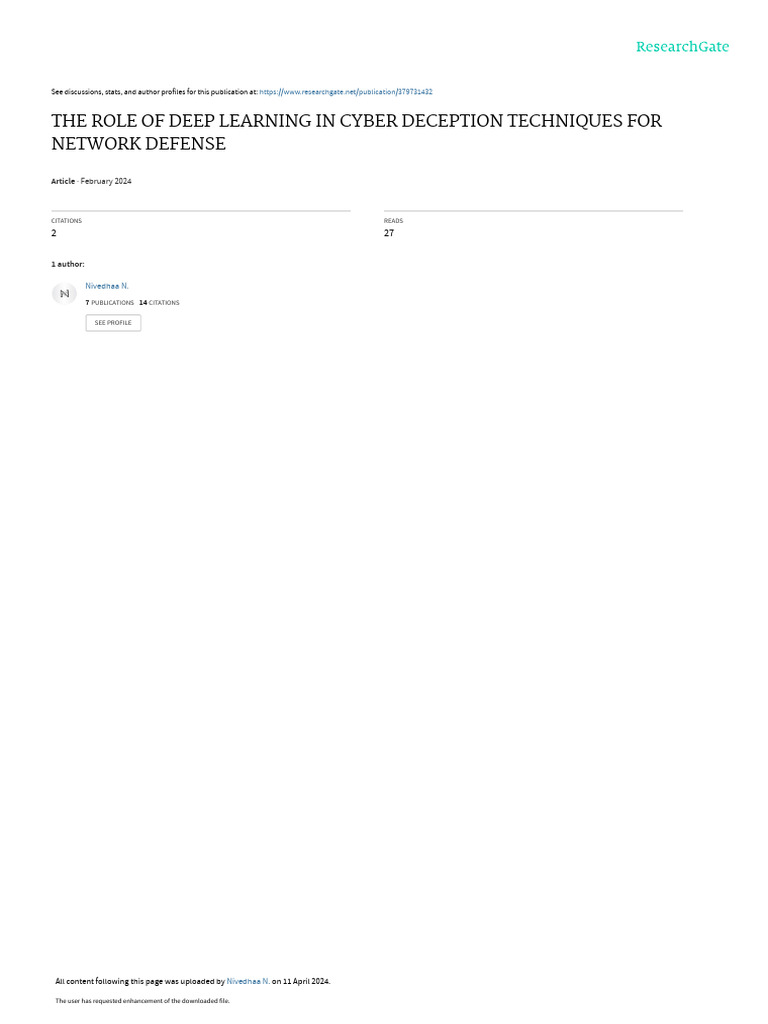 Deep Learning in Cyber Deception Defense | PDF | Security | Computer ...
