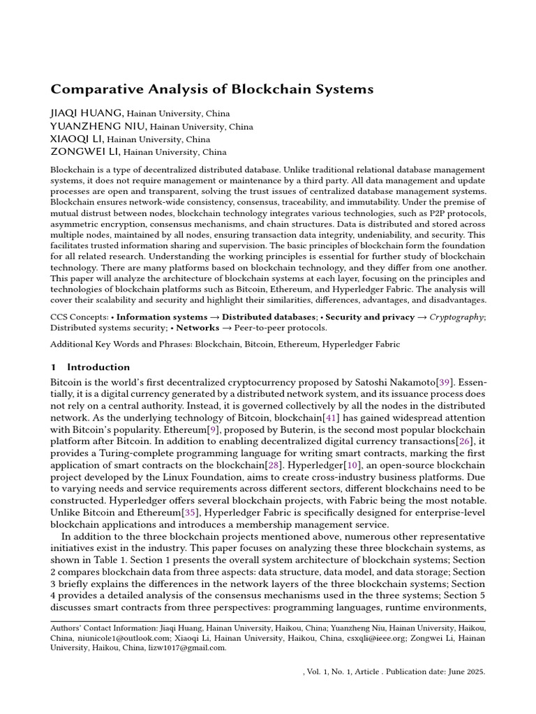 2505.08652v1 - Comparative Analysis of Blockchain Systems | PDF ...