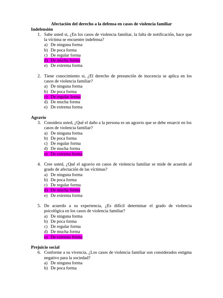 Preguntas de Violencia Familiar | PDF | Violencia doméstica | Violencia