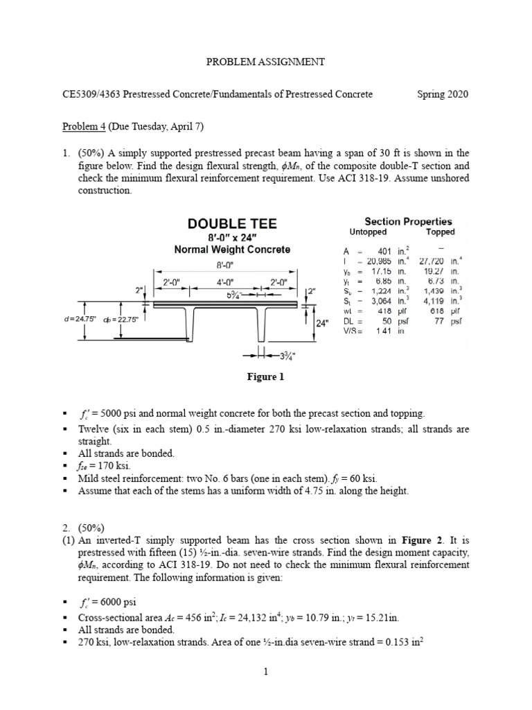 Prestressed Concrete Design Problems | PDF | Prestressed Concrete ...