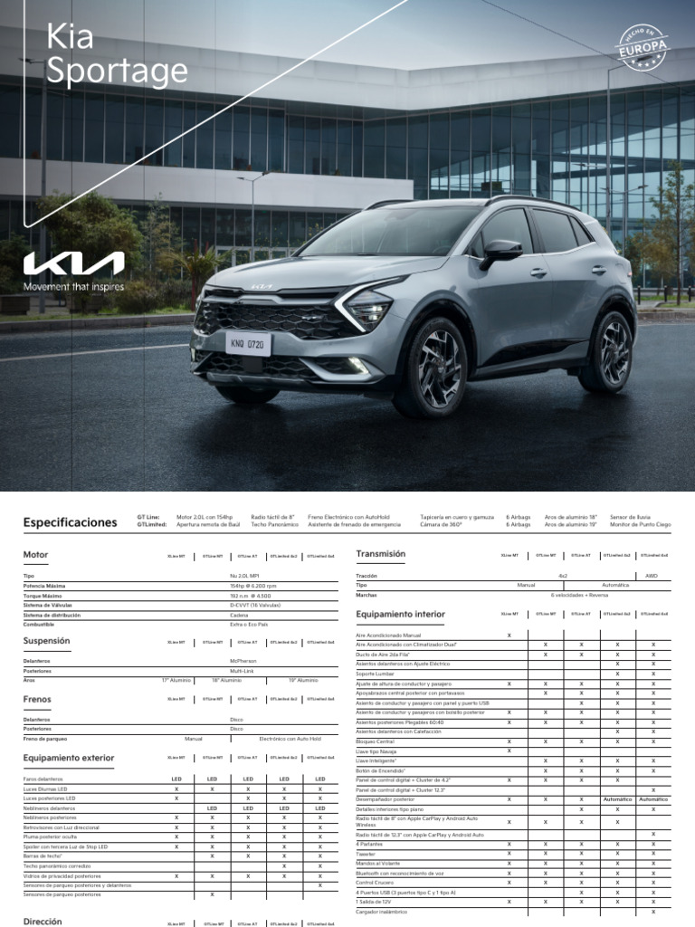 Ficha Técnica KIa Sportage Xline | PDF