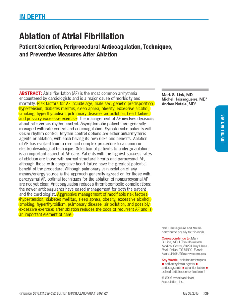 Ablation of Atrial Fibrillation | PDF | Atrium (Heart) | Diseases And ...