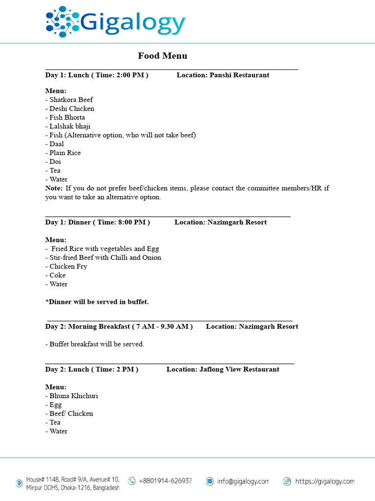 Food Menu | PDF