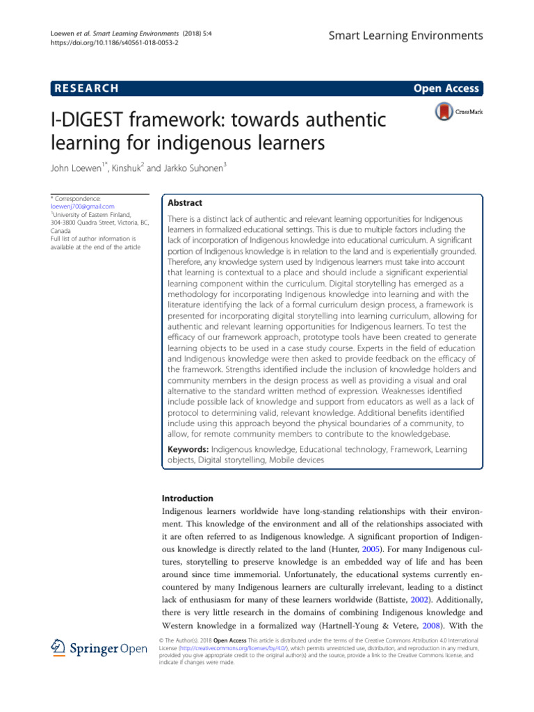 I-DIGEST Framework for Indigenous Learning | PDF | Educational ...