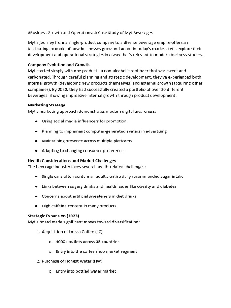 Myt Beverages: Growth and Strategy Insights | PDF | Drink | Economies