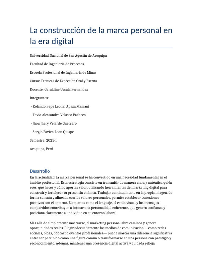 La Construccion de La Marca Personal APA | PDF