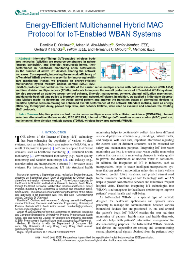 Energy-Efficient Multichannel Hybrid MAC Protocol For IoT-Enabled WBAN ...