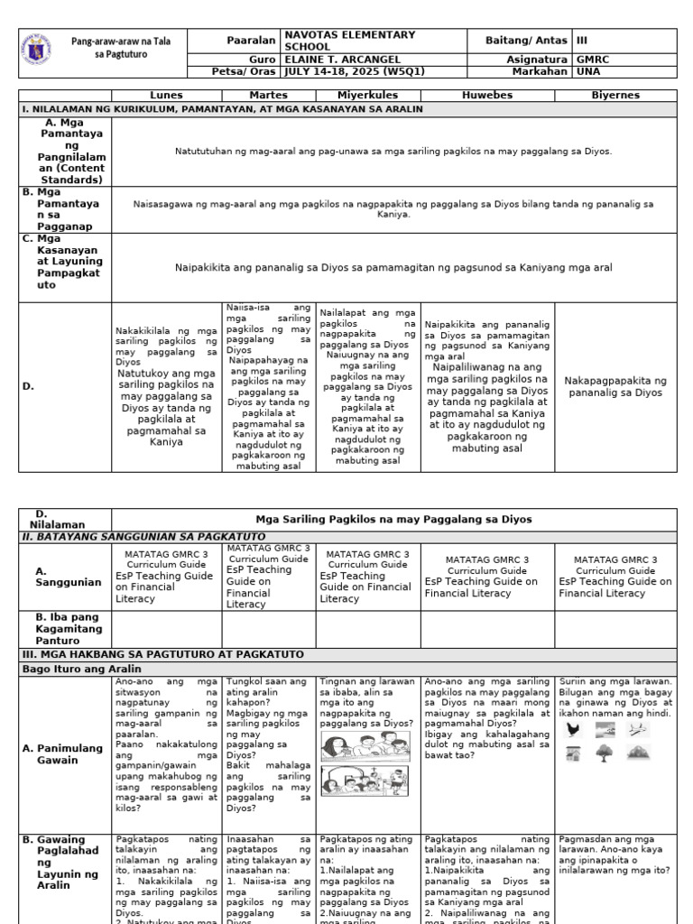 q1 GMRC DLL Week 5 New Template | PDF