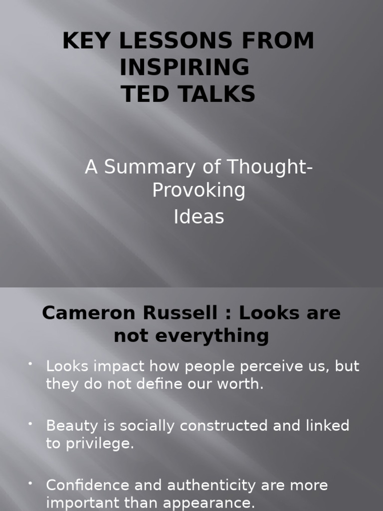 Key Insights from Inspiring TED Talks | PDF