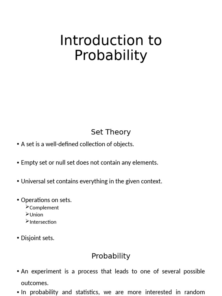 Probability and Set Theory Basics | PDF | Probability Distribution ...