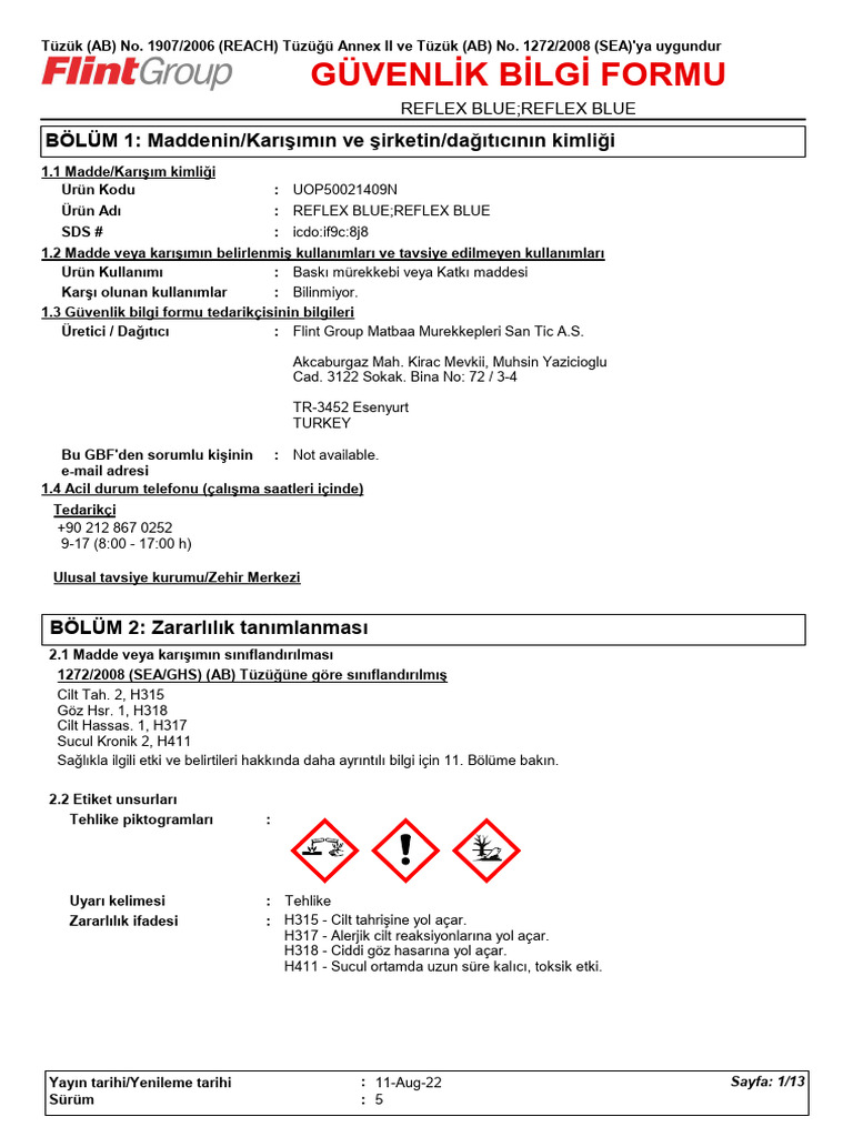 Uop50021409n - F Ghs Sds Eu - Turkey - Xist - Turkish (TR) | PDF