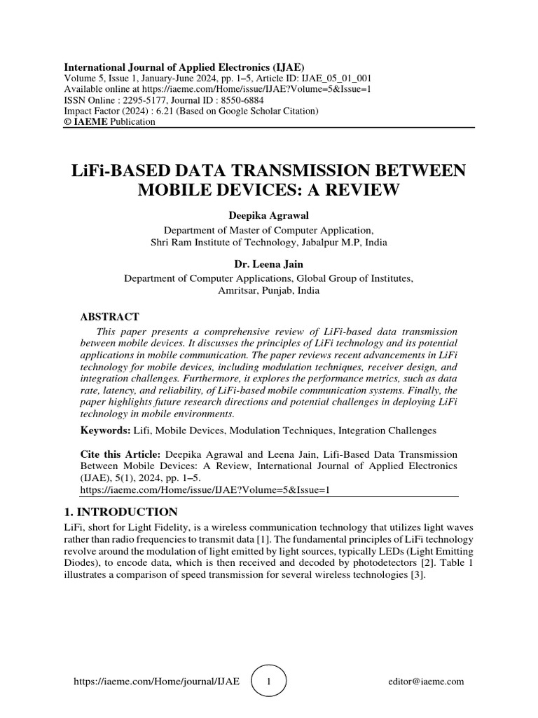 LiFi Data Transmission for Mobile Devices | PDF | Radio | Computer Network