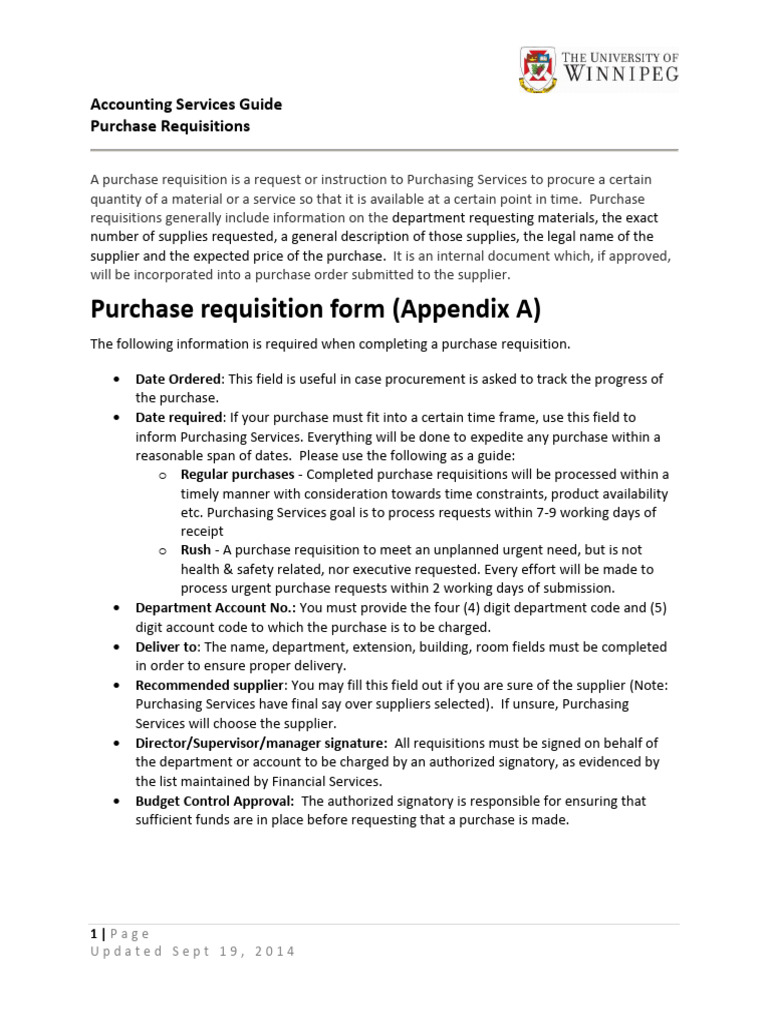 Purchase Requisition Form Guidelines | PDF | Business