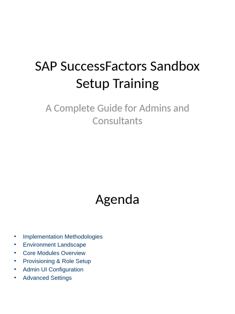 SAP SuccessFactors Sandbox Setup Guide | PDF | System Software ...