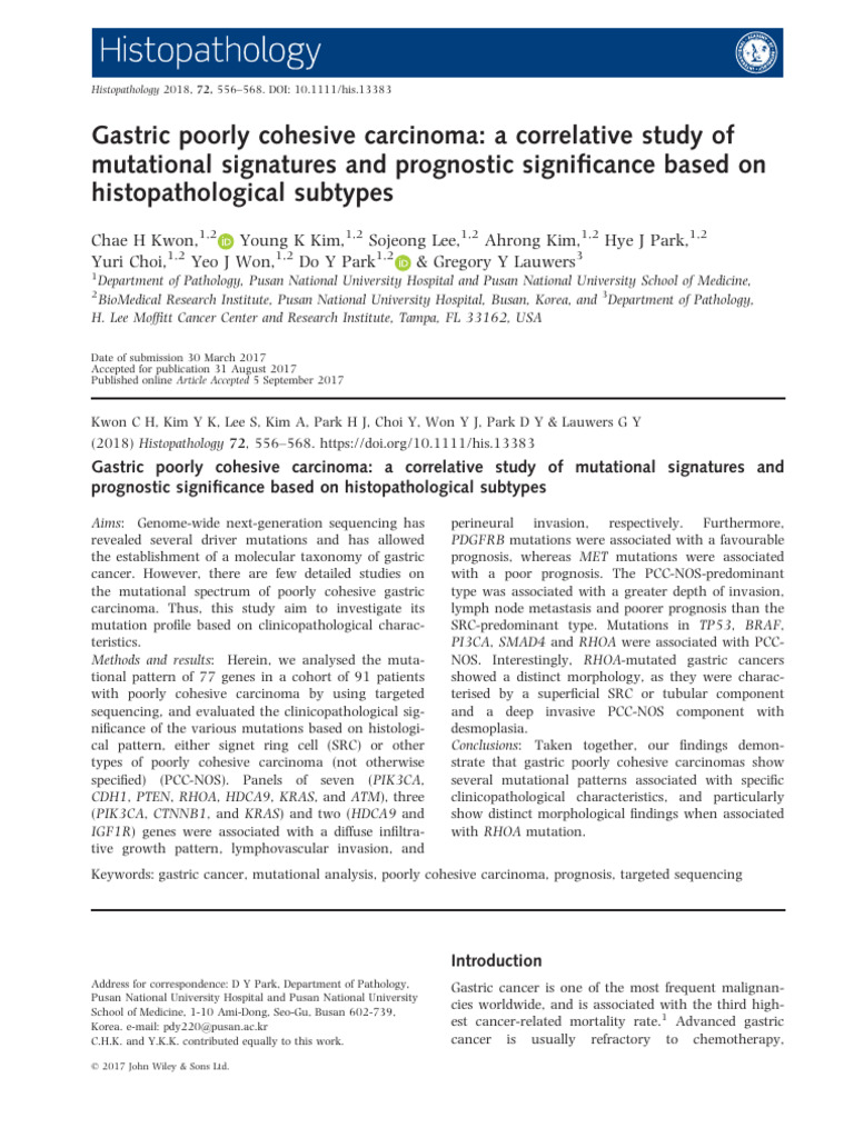 Mutational Patterns in Gastric Carcinoma | PDF | Carcinoma | Cancer