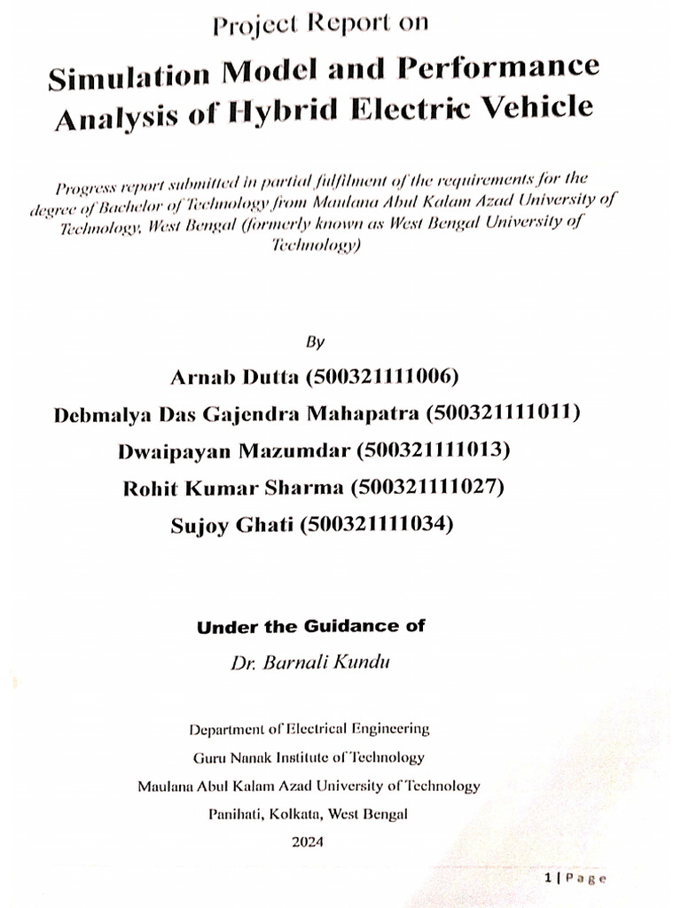 Simulation Model and Performance Analysis of Hybrid Electric Vehicle | PDF