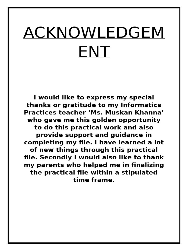 Acknowledgment and Certification of Practical File | PDF