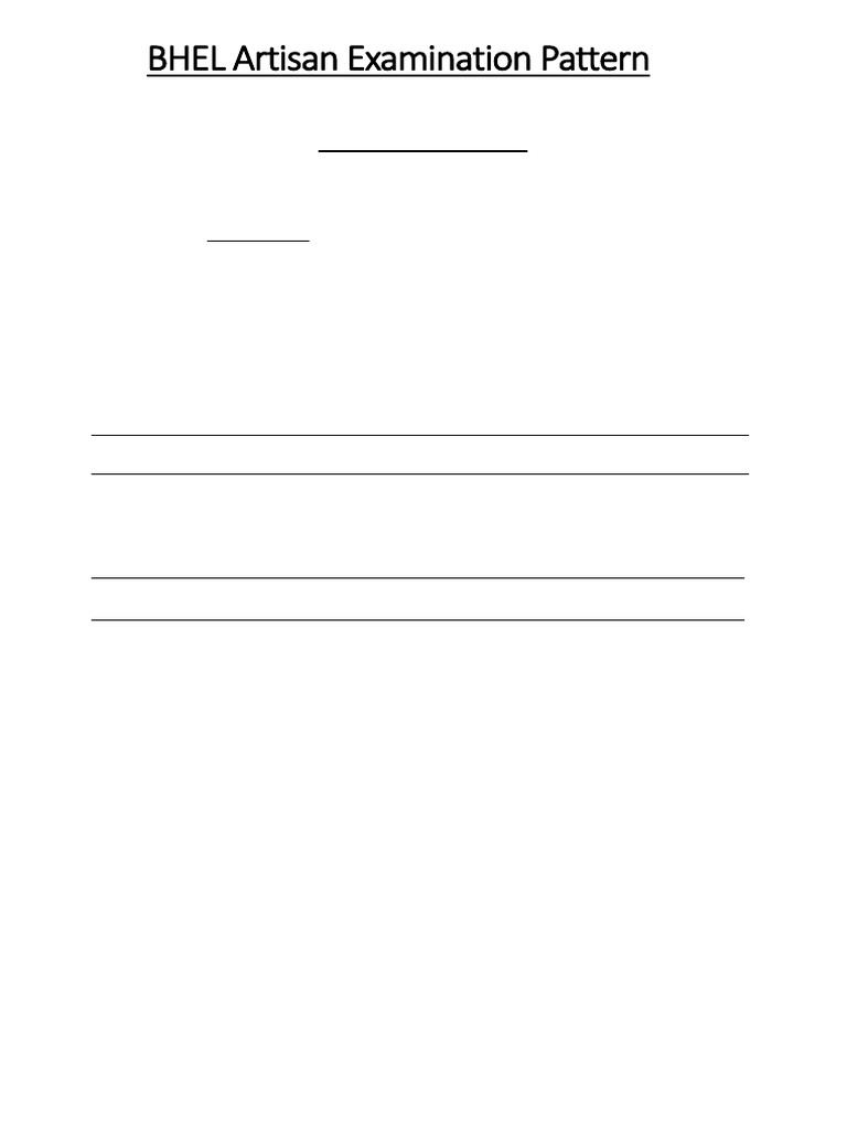 BHEL Artisan Exam Pattern Overview | PDF