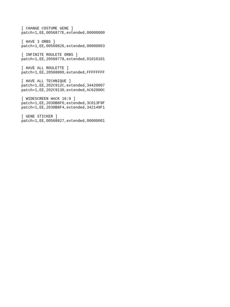 Game Cheat Codes and Patches Guide | PDF