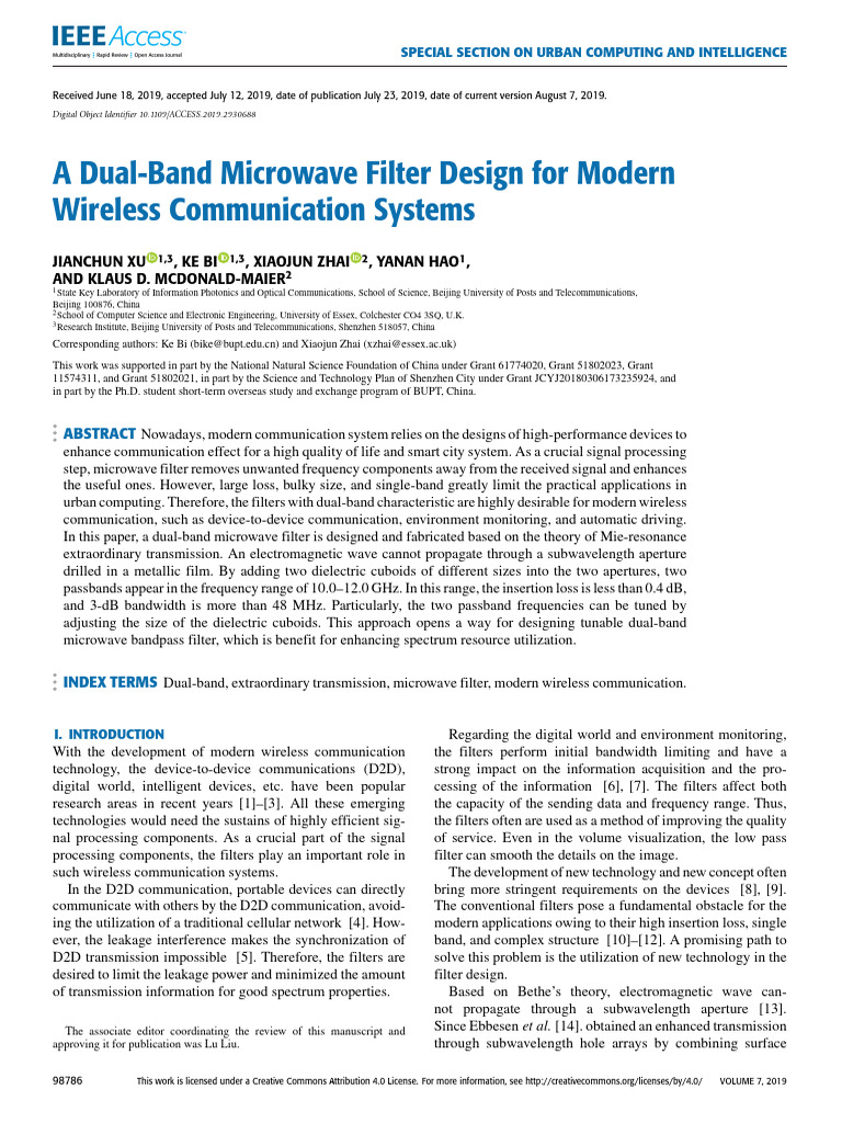 Dual-Band Microwave Filter Design | PDF | Microwave | Filter (Signal ...
