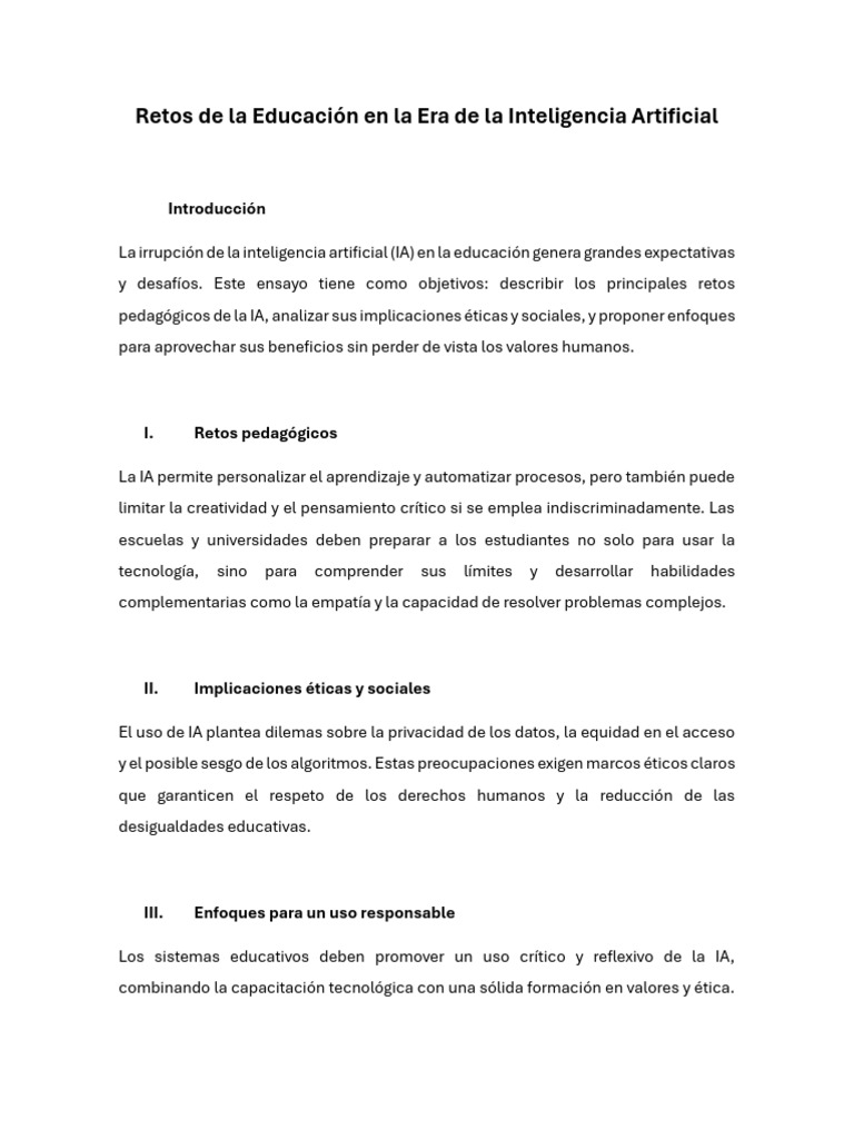 Retos de la Educación con IA | PDF