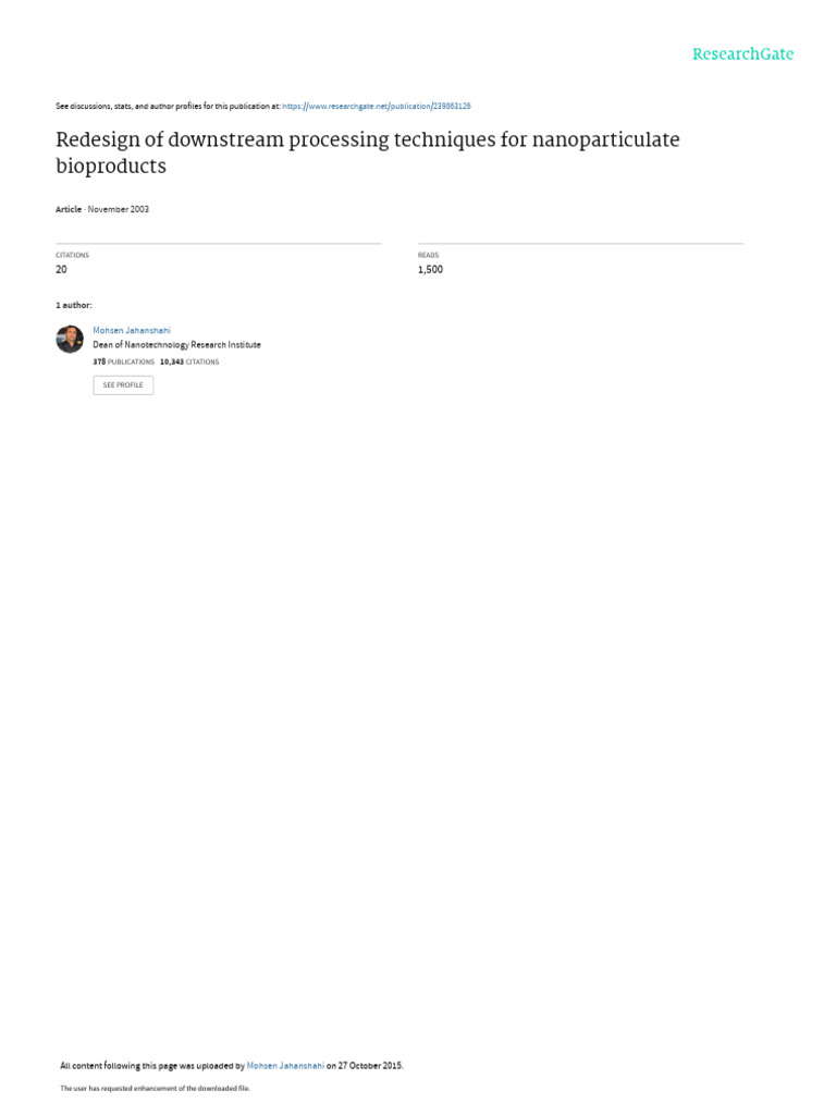 Redesign of Downstream Processing Techniques For N | PDF | Adsorption ...