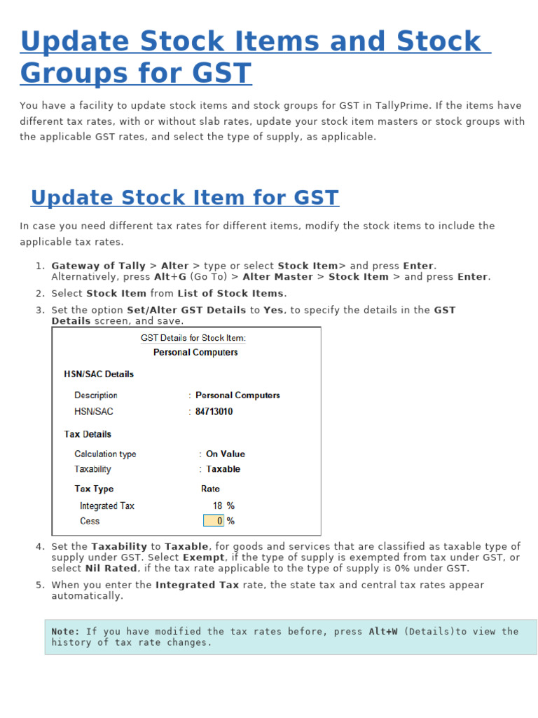 Change Tax Rate in TallyPrime | PDF | Value Added Tax | Taxes