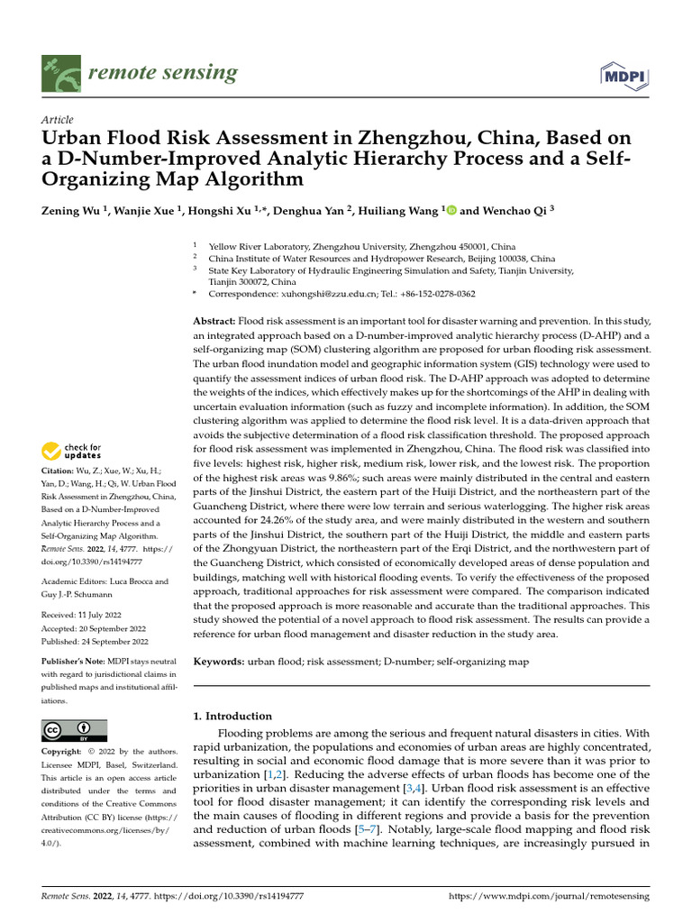 Urban Flood Risk Assessment in Zhengzhou | PDF | Cluster Analysis | Flood