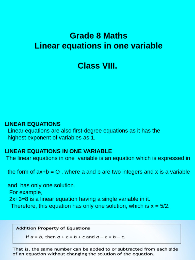 Understanding Linear Equations in One Variable | PDF