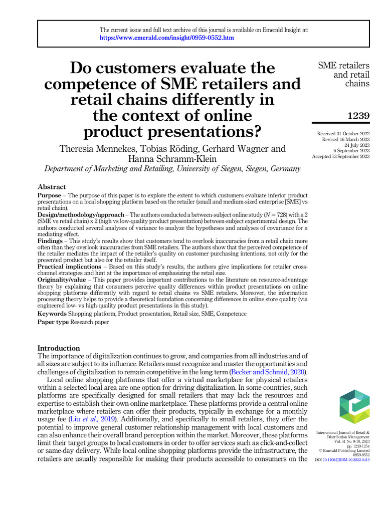 Customer Perceptions of SME vs Retail Chains | PDF | Online Shopping ...