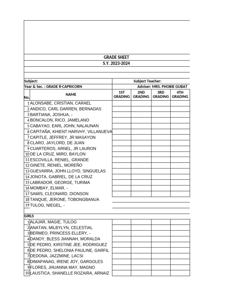 Grade Sheet | PDF