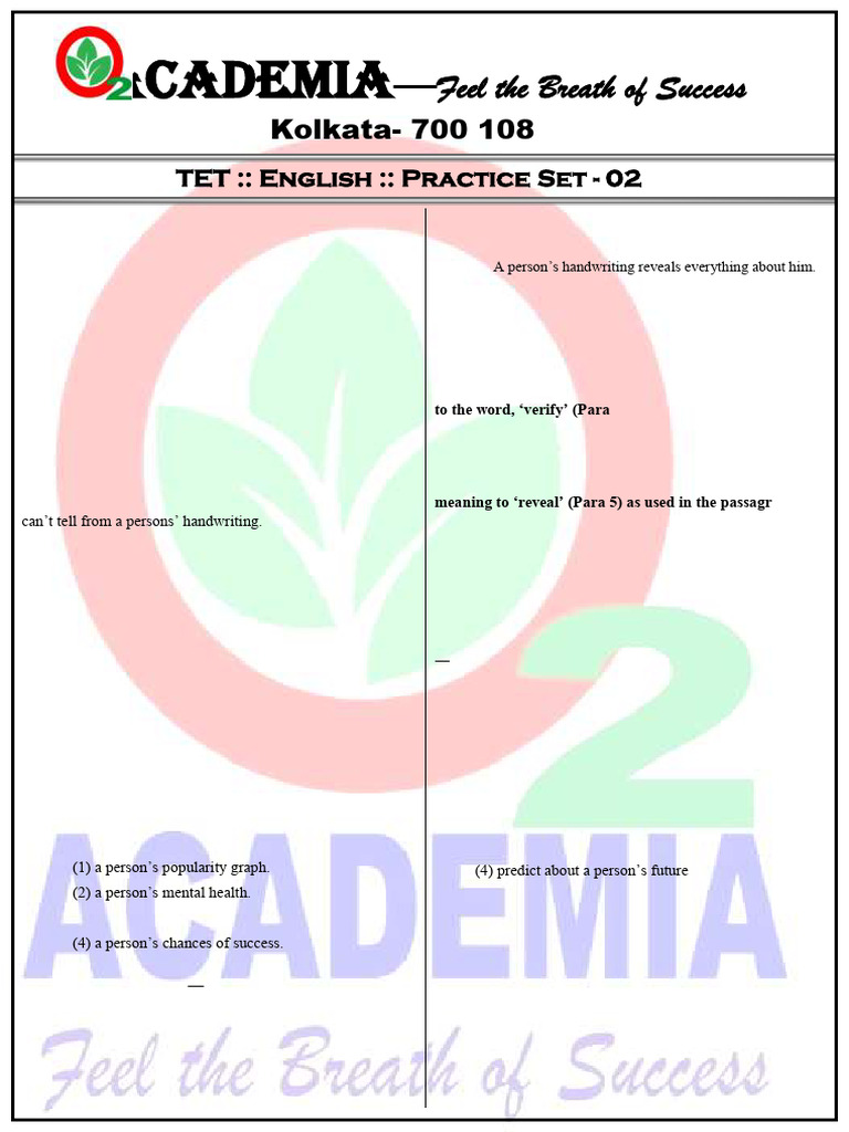 TET English Practice Paper 10 | PDF | Graphology | Communication