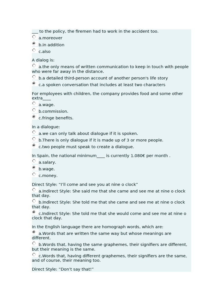 English Grammar and Dialogue Exercises | PDF | Communication | Human ...