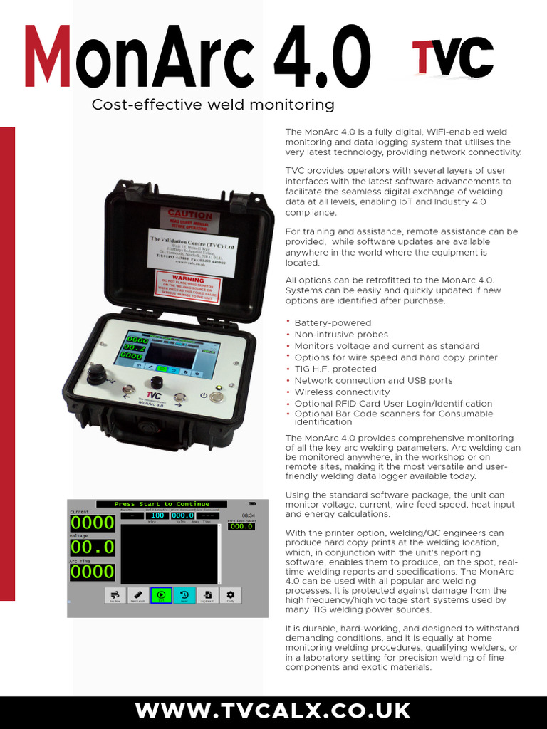 MonArc 4.0: Advanced Weld Monitoring System | PDF | Welding | Construction