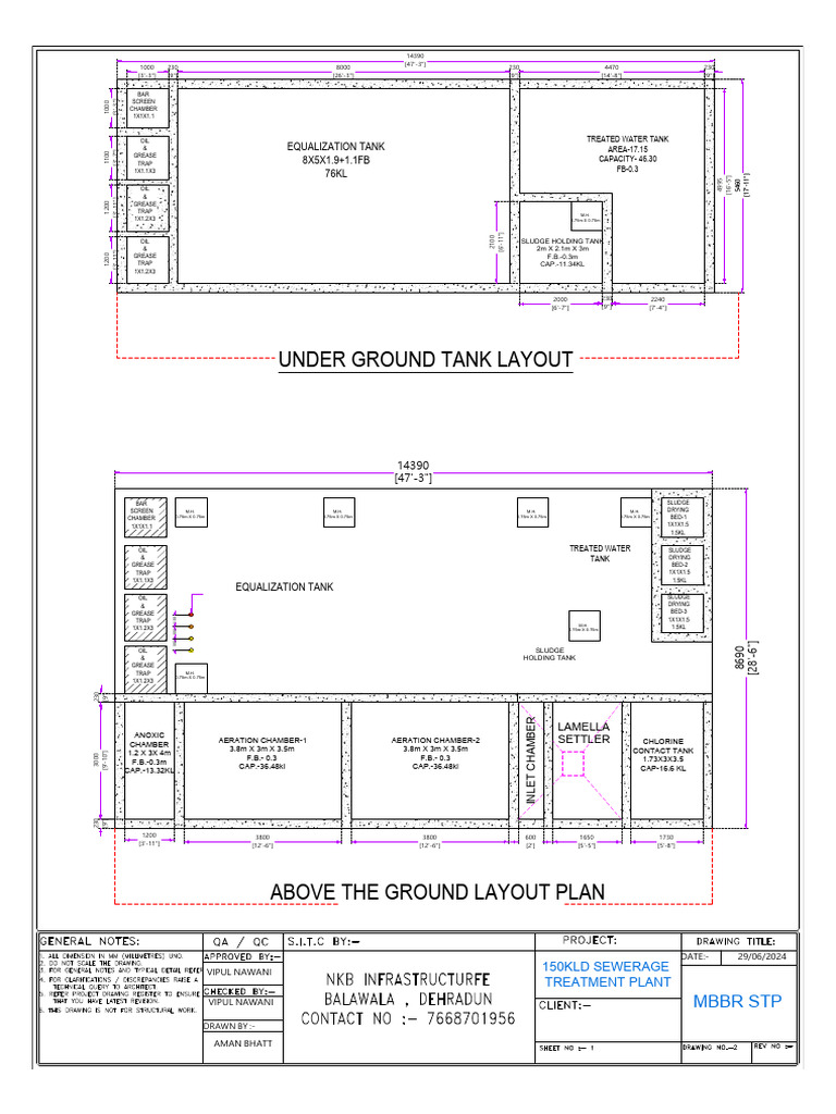 150KLD STP Layout Plan | PDF | Sewage Treatment | Sewerage