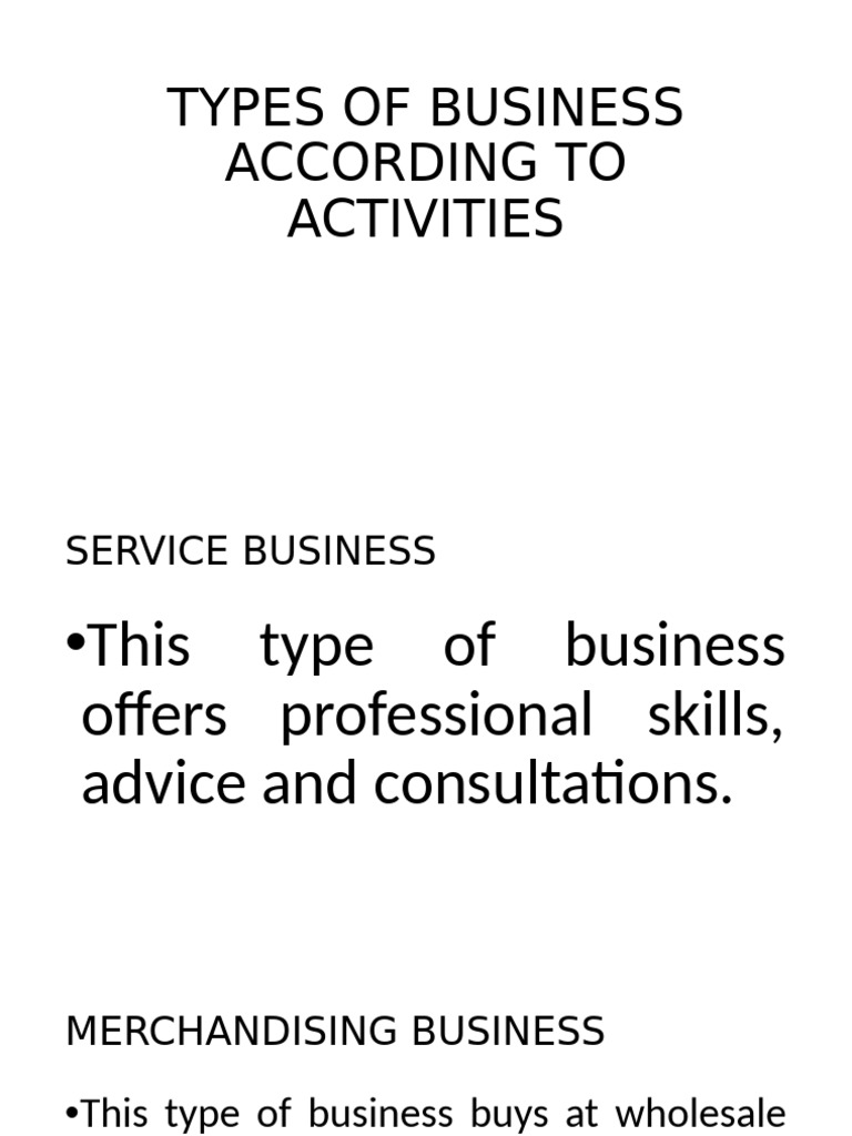 Types of Businesses by Activity | PDF