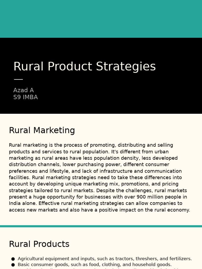 Rural Product Strategies - Presentation | PDF