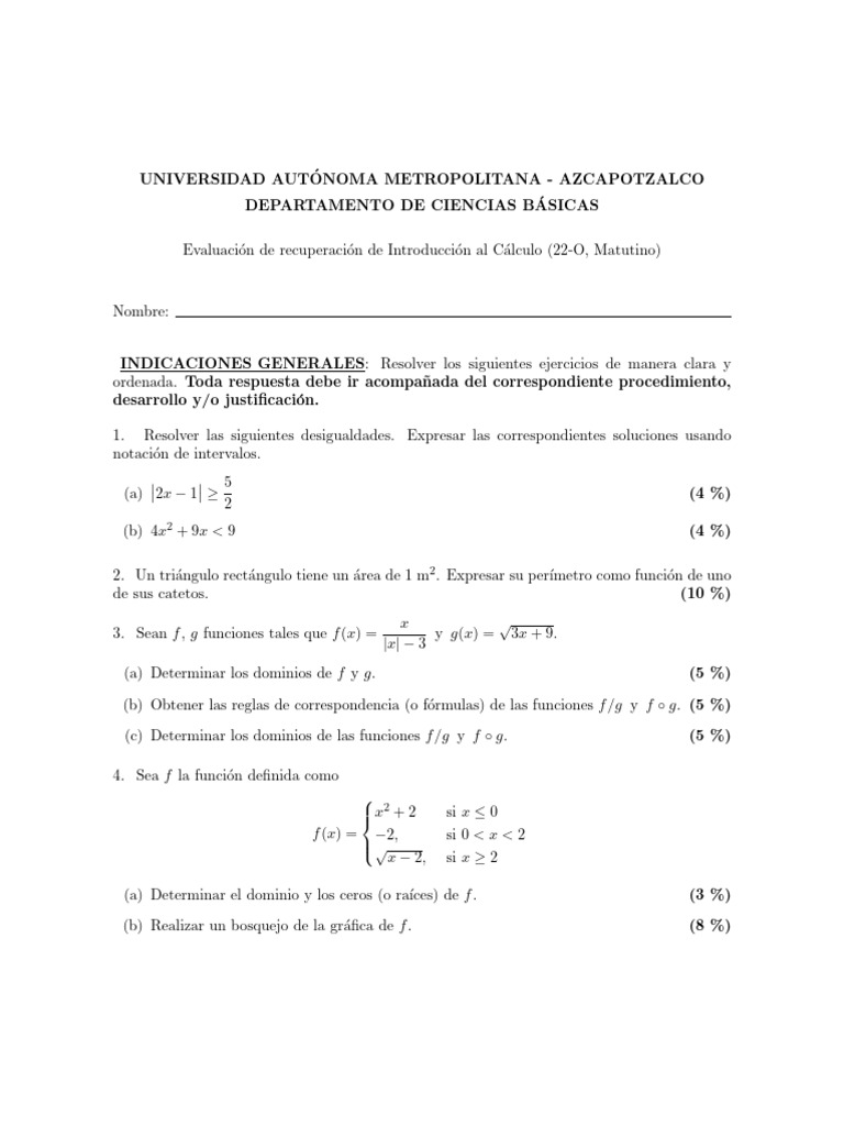 Introduccion Calculo 22o Recu Mat | PDF | Matemáticas | Análisis matemático