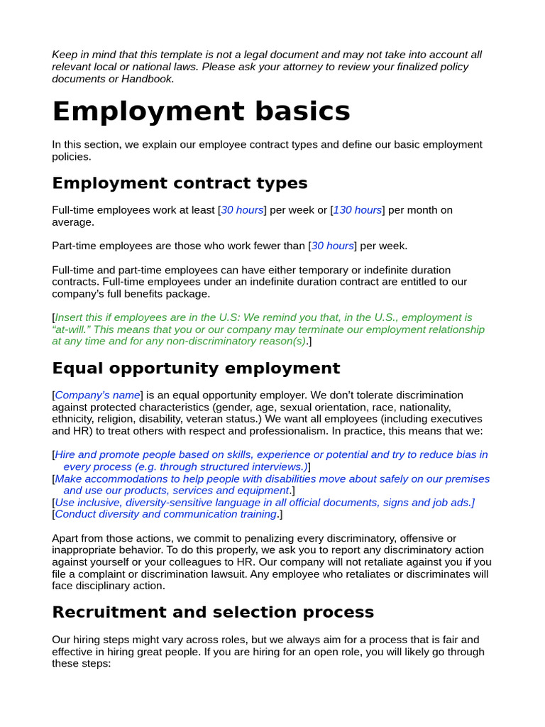 Employment Policies and Recruitment Guide | PDF | Employment ...